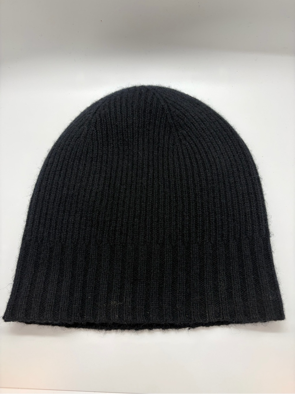 Nordstrom Black Ribbed Knit Cashmere Beanie—One Size